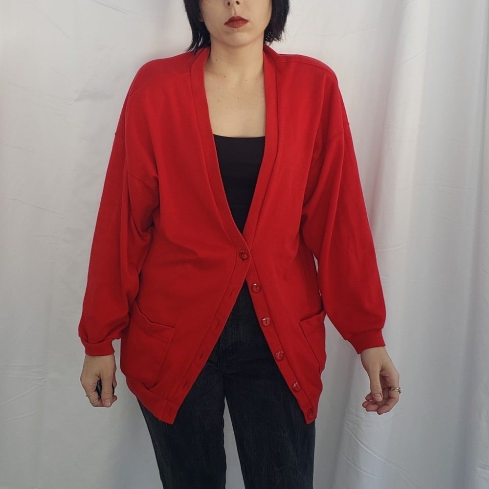 90s Red Oversize Cardigan